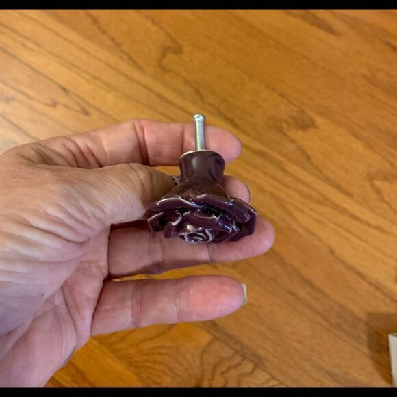 Purple rose elegant ceramic drawer knobs for drawers or refurbished pieces - Picture 4 of 8